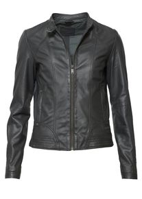 Lederjacke Mustang "Lederjacke Blanca", Damen, Gr. 3XL, schwarz (anthra), Obermaterial: 100% Lammleder LEL. Futter: 100% Baumwolle CO., Jacken Lederjacke