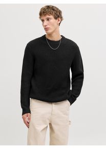 Jack & Jones Strickpullover JACK & JONES "JORBLEECKER KNIT CREW NECK BF", Herren, Gr. S, schwarz, Strick, Obermaterial: 65% Polyacryl, 35% Baumwolle, unifarben, regular fit h&uuml;ftlang, Rundhals, Strickb&uuml;ndchen, Pullover Strickpullover