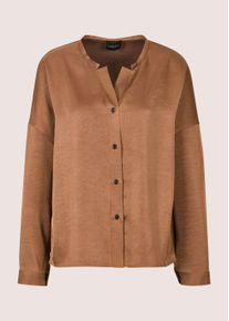 Madeleine Mode Langarmbluse MADELEINE "Satinbluse Oversized-Bluse mit Glanzeffekt", Damen, Gr. 46, braun (tabakbraun), Obermaterial: 100% Polyester PES., Modern, oversize, Blusen Langarmbluse, Satinoptik