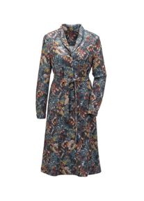 Midikleid GOLDNER "Hemdblusenkleid mit Bindeg&uuml;rtel", Damen, Gr. 44, N-Gr, blau (petrol, dunkelrot, gemustert), Obermaterial: 88% Polyester PES. 10% Viskose CV. 2% Elasthan EL., Manschette, Kleider Midikleid, Floraler Blickfang-Druck