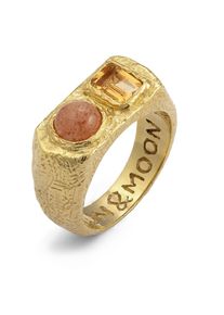 Siegelring HAZE & GLORY "Ring Siegelring Citrin Sonnenstein 925 Sterling Silber - Shake It Up" Gr. 56, gold, Fingerringe, Damen, 56, ohne Stein, Silber 925 (Sterlingsilber), 17mm, Siegelring