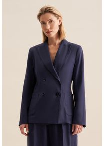 Jackenblazer Seidensticker "Schwarze Rose", Damen, Gr. 46, blau, 100% Leinen, unifarben, Blazer Jackenblazer