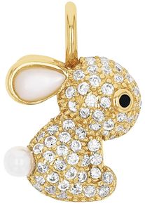 Kettenanh&auml;nger Amor "Hase", schwarz-wei&szlig; (gelbgoldfarben, schwarz, wei&szlig;, kristallwei&szlig;, wei&szlig;, kristallwei&szlig;), Schmuckanh&auml;nger, Damen, Perlen Silber 925 (Sterlingsilber), 1 g, Perlen, Silber 925 (Sterlingsilber), Kettenanh&auml;nger, mit Katzenauge (echt), Zirkonia (synth.), - Muschelkernperle - Emaille