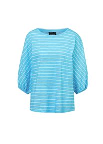 Kurzarmshirt GOLDNER "Shirt aus Effektgarn", Damen, Gr. 50, blau (eisblau, wei&szlig;, geringelt), Obermaterial: 100% Baumwolle CO., Gummizug, Shirts Kurzarmshirt, Fledermaus&auml;rmel