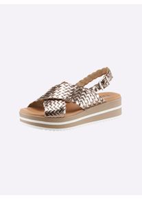 Sandalette Heine, Damen, Gr. 36, braun (bronzefarben), Glattleder, Leder, Schuhe Sandalette