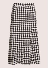 Madeleine Mode Midirock MADELEINE "Rock Langer Rock im Hahnentritt-Dessin", Damen, Gr. 34, schwarz (schwarz, wollwei&szlig;), Obermaterial: 95% Baumwolle CO. 5% Elasthan EL., Modern, normal, R&ouml;cke Midirock