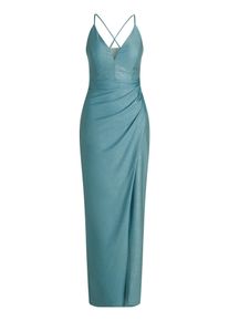 Abendkleid Vera Mont "Abendkleid im Glitzer-Look", Damen, Gr. 36, EURO, blau (mint, silber), Obermaterial: 82% Polyamid PA. 18% Elasthan EL., Kleider Abendkleid
