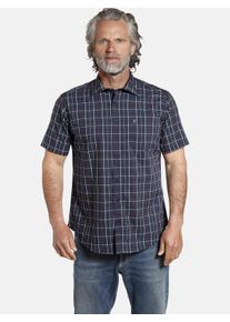 Kurzarmhemd Jan Vanderstorm "Kurzarmhemd FEELIKS", Damen, Gr. 6XL, weit, blau (dunkelblau), Obermaterial: 67% Baumwolle CO. 30% Polyester COOLMAX PES(Coolmax). 3% Elasthan EL., Hemden Kurzarmhemd