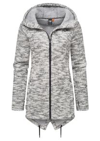Kapuzensweatjacke Ragwear "Kapuzenstrickjacke Wingi Melange", Damen, Gr. XL, grau (ash), Obermaterial: 56% Baumwolle CO. 44% Polyester PES. Futter: 100% Polyester PES., Sweatjacken Kapuzensweatjacke