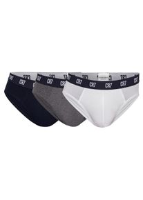 Slip CR7 "Slip CR7 Basic, Slip, 3-pack 3er Pack", Herren, Gr. XXL, bunt (wei&szlig;, grau, dunkelblau), Obermaterial: 95% Baumwolle CO. 5% Elasthan EL., Unterhosen Slip