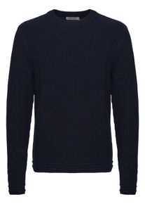 Strickfleece-Pullover Casual Friday "Strickpullover CFKARL crew neck structured knit", Herren, Gr. S, blau (schwarz navy), Obermaterial: 100% Baumwolle CO., Pullover Strickfleece-Pullover