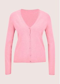 Madeleine Mode Strickjacke MADELEINE "Strickjacke Langarm Jacke im Feinstrick mit V-Ausschnitt", Damen, Gr. 40/42, rosa (himbeersorbet, melange), Obermaterial: 46% Modal CMD. 40% Polyacryl PAN. 14% Polyamid PA., Modern, Strickjacken Strickjacke