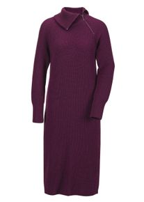 Strickkleid GOLDNER "Kurzgr&ouml;&szlig;e Strickkleid mit asymmetrischem Kragen", Damen, Gr. 20, K-Gr, lila (beere), Obermaterial: 70% Polyacryl PAN. 30% Schurwolle WV., Rippe, Kleider Strickkleid, asymmetrischer Kragen mit Rei&szlig;verschluss