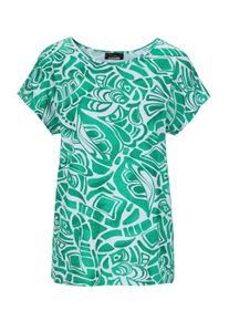 Print-Shirt GOLDNER "Damen Oberteil Ethnoprint Kurzarm", Damen, Gr. 42, gr&uuml;n (gr&uuml;n, gemustert), Obermaterial: 95% Viskose CV. 5% Elasthan EL., figurumspielend, U-Boot-Ausschnitt, normales B&uuml;ndchen, Shirts Print-Shirt, Druck mit Struktureffekt
