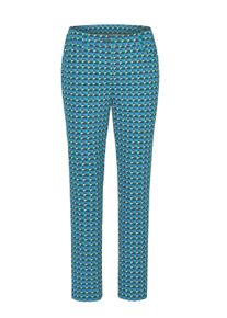Stoffhose GOLDNER "Druckhose mit Minimaldessin", Damen, Gr. 46, N-Gr, blau (marine, gemustert), Obermaterial: 89% Polyester PES. 11% Elasthan EL., Hosen Stoffhose