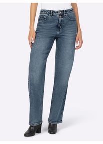 Bequeme Jeans Heine, Damen, Gr. 46, Normalgr&ouml;&szlig;en, blau (blau, bleached), 98% Baumwolle, 2% Elasthan, unifarben, lang, Jeans Bequeme Jeans