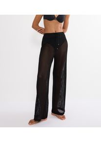 Strandhose Triumph "Beach MyWear Crochet Trousers", Damen, Gr. 44, N-Gr, schwarz, Strick, Obermaterial: 95% Polyester, 5% Elasthan, Hosen Strandhose, weiches H&auml;keldesign