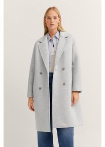 Kurzmantel Bugatti, Damen, Gr. 38, grau (240, grau), 100% Modal, unifarben, regular fit, normaler Saum, M&auml;ntel Kurzmantel, mit Reverskragen