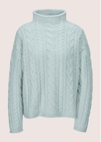 Madeleine Mode Longpullover MADELEINE "Strickpullover Stilvoller Grobstrickpullover mit Zopfmuster", Damen, Gr. 40/42, gr&uuml;n (salbei), Obermaterial: 90% Schurwolle WV. 10% Kaschmir WS., Modern, Pullover Longpullover, Mit Zopfmuster