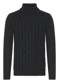 !Solid Rollkragenpullover SOLID "Rollkragenpullover SDRino", Herren, Gr. L, grau (dunkelgrau melange), Obermaterial: 70% Baumwolle CO recyc.. 30% Polyester Pol. recyc.., Pullover Rollkragenpullover
