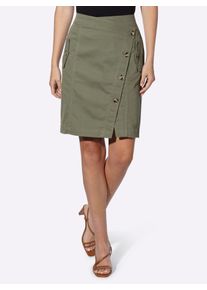 Jeansrock Heine, Damen, Gr. 44, khaki, 97% Baumwolle, 3% Elasthan, unifarben, kurz, R&ouml;cke Jeansrock