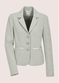 Madeleine Mode Jackenblazer MADELEINE "Jerseyblazer Kurzblazer mit Wabenmuster", Damen, Gr. 42, grau (silbergrau, wollwei&szlig;), Obermaterial: 65% Polyester PES. 30% Viskose CV. 5% Elasthan EL., Modern, schmal, Blazer Jackenblazer, Strukturjersey