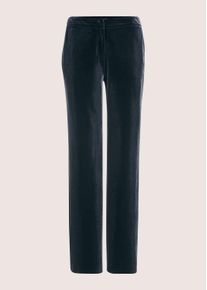 Madeleine Mode Palazzohose MADELEINE "Samthose Elegante Hose mit luxuri&ouml;sem Touch", Damen, Gr. 42, N-Gr, blau (marine), Obermaterial: 92% Polyester PES. 8% Elasthan EL., Hosen Palazzohose