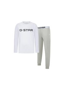 G-Star Raw Schlafanzug G-STAR "Pyjama STONE Pyjama", Damen, Gr. L, bunt (wei&szlig;, grau), Obermaterial: 95% Baumwolle CO. 5% Elasthan EL., Homewear-Sets Schlafanzug