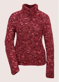 Madeleine Mode Longpullover MADELEINE "Strickpullover Eleganter Grobstrickpullover mit Stehkragen", Damen, Gr. 48, rot (portwein, multicolor), Obermaterial: 62% Polyacryl PAN. 28% Wolle mw. 10% Polyester PES., Modern, Pullover Longpullover, Multicolor