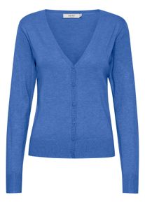Strickjacke oxmo "Strickjacke OXHelene", Damen, Gr. L, blau (strong blau melange), Obermaterial: 80% Viskose CV. 20% Nylon NY., Strickjacken Strickjacke