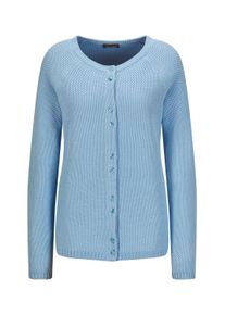 Strickjacke GOLDNER "Kurzgr&ouml;&szlig;e Cardigan aus Baumwolle, Rundhals", Herren, Gr. 21, blau (hellblau), Obermaterial: 100% Baumwolle CO., Modisch, Strickjacken Strickjacke, Piqu&eacute;-Optik