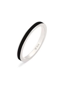 Silberring Elli "Ring Stapelring Basic Emaille 925 Silber" Gr. 56, schwarz, Fingerringe, Damen, 56, Silber 925 (Sterlingsilber), Silberring