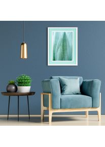 Bild mit Rahmen queence "Aleo Vera", blau (farbe rahmen: wei&szlig;, farbe bild(er): t&uuml;rkis), B:40cm H:50cm T:2cm, Acrylglas, Holz, Bilder, Bild mit Rahmen, Poster mit buntem Acrylglas Passepartout