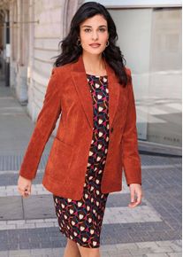 Jerseyblazer Alba Moda "Cordblazer Cordblazer", Damen, Gr. 38, orange, Obermaterial: 82% Polyester PES. 15% Polyamid PA. 3% Elasthan EL., Modern, normal, Blazer Jerseyblazer