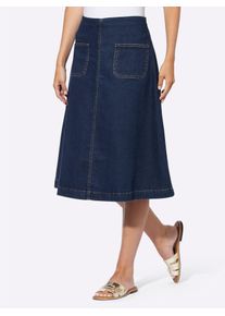 Jeansrock Heine, Damen, Gr. 44, blau (dunkelblau), 72% Baumwolle, 27% Polyester, 1% Elasthan, unifarben, wadenlang, R&ouml;cke Jeansrock