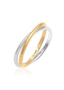 Silberring Elli Premium "Ring Wickelring Bi-Color Zeitlos 585 Gelbgold Wei&szlig;gold" Gr. 52, gold, Fingerringe, Damen, 52, Gelbgold 585, Silberring