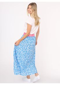 Maxirock Zwillingsherz "Leo Herzen", Damen, Gr. L/XL, blau, Web, Obermaterial: 100% Viskose, loose fit kn&ouml;chellang, R&ouml;cke Maxirock, Animal-Muster, kn&ouml;chellang, Gummizug, leicht