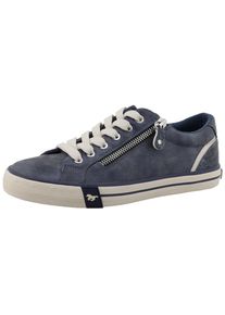 Sneaker Mustang Shoes "Winona", Damen, Gr. 37, navy, Lederimitat, Schuhe Sneaker, Freizeitschuh, Halbschuh, Schn&uuml;rer mit Besatz im Animal-Look