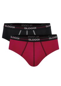 Slip Sloggi "Slip Start midi C2P box 2er Pack", Herren, Gr. M, schwarz (schwarz, rot), Obermaterial: 96% Baumwolle CO. 4% Elasthan EL., Unterhosen Slip