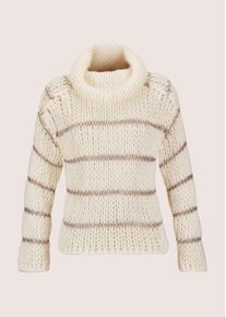 Madeleine Mode Longpullover MADELEINE "Pullover Grobstrick-Pullover mit Rollkragen", Damen, Gr. 48, wei&szlig; (wollwei&szlig;, cappuccino), Obermaterial: 48% Alpaka WP. 48% Polyamid PA. 3% Viskose CV. 1% metallisierte Fasern MTF., Modern, normal, Pullover Longpullover