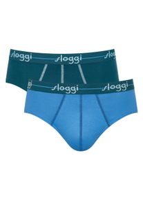 Slip Sloggi "Slip Start midi C2P box 2er Pack", Herren, Gr. L, blau, Obermaterial: 96% Baumwolle CO. 4% Elasthan EL., Unterhosen Slip
