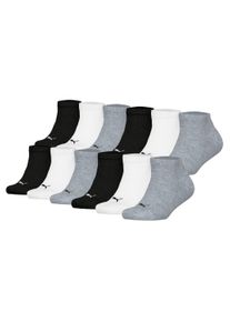 Sneakersocken Puma "Socken Plain Sneaker 12P 12er Pack", M&auml;dchen, Gr. 31-34, bunt (schwarz, wei&szlig;, grau), Obermaterial: 72% Baumwolle CO. 14% Polyamid PA. 12% Polyester PES. 2% Elasthan EL., Socken Sneakersocken