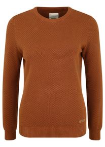 Strickfleece-Pullover oxmo "Strickpullover OXSarah", Damen, Gr. XL, braun (cinnamon), Obermaterial: 100% Baumwolle CO., Pullover Strickfleece-Pullover
