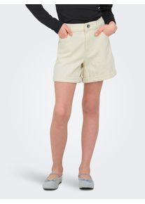Jeansshorts KIDS Only "KOGVEGA REG MOM SHORTS DNM BJBOX NOOS", Jungen, Gr. 122, N-Gr, ecru, Denim/Jeans, Obermaterial: 100% Baumwolle, unifarben, regular fit ca. Mitte Oberschenkel, Jeans Jeansshorts