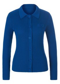 Madeleine Mode Strickjacke MADELEINE "Strickjacke Rippstrick-Jacke mit langen &Auml;rmeln", Damen, Gr. 40/42, blau (admiralblau), Obermaterial: 100% Baumwolle CO., Modern, normal, Strickjacken Strickjacke