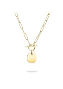 Kette mit Anh&auml;nger Liebeskind Berlin "Schmuck Edelstahl Halskette The T-Bar Plate", gold (gelbgoldfarben), Halsketten, Damen, Edelstahl, L: 45 B: 3,9mm, Kette mit Anh&auml;nger, B:3,9mm