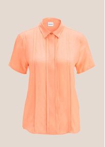 Madeleine Mode Kurzarmbluse MADELEINE "Bluse Bluse mit feinen Biesen", Damen, Gr. 40, orange (pfirsich), Obermaterial: 100% Viskose CV., Modern, normal, Blusen Kurzarmbluse