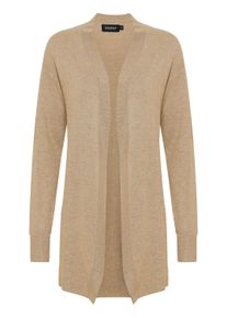 Strickjacke oxmo "Strickjacke OXKat", Damen, Gr. M, beige (cement melange), Obermaterial: 70% Viskose CV. 30% Nylon NY., Strickjacken Strickjacke