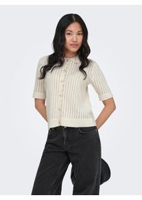 Strickjacke Only "ONLELMA POLO S/S CARDIGAN KNT NOOS", Herren, Gr. XS, egret, Strick, Obermaterial: 70% Baumwolle, 30% Polyester, unifarben, normal, Strickjacken Strickjacke