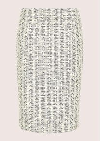 Madeleine Mode Bleistiftrock MADELEINE "Boucl&eacute;rock Bleistiftrock in Tweed-Optik", Damen, Gr. 46, schwarz (perlwei&szlig;, schwarz, melange), Obermaterial: 69% Polyester PES. 30% Baumwolle CO. 1% Elasthan EL., Modern, figurbetont, R&ouml;cke Bleistiftrock, Tweed-Boucle-Qualit&auml;t